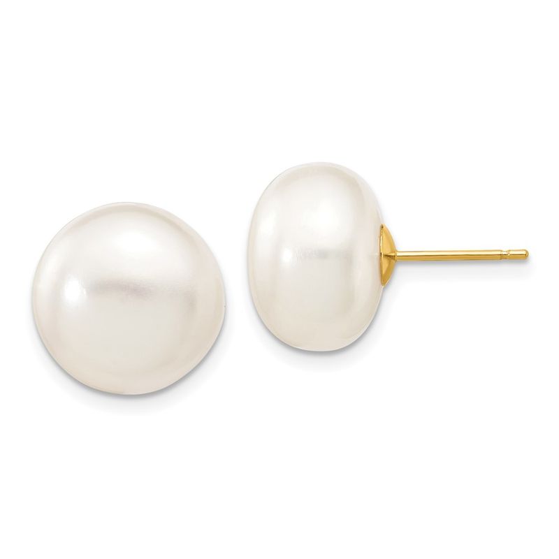 14k Yellow Gold 11-12mm Freshwater Cultured Pearl Stud Post Earrings 120$